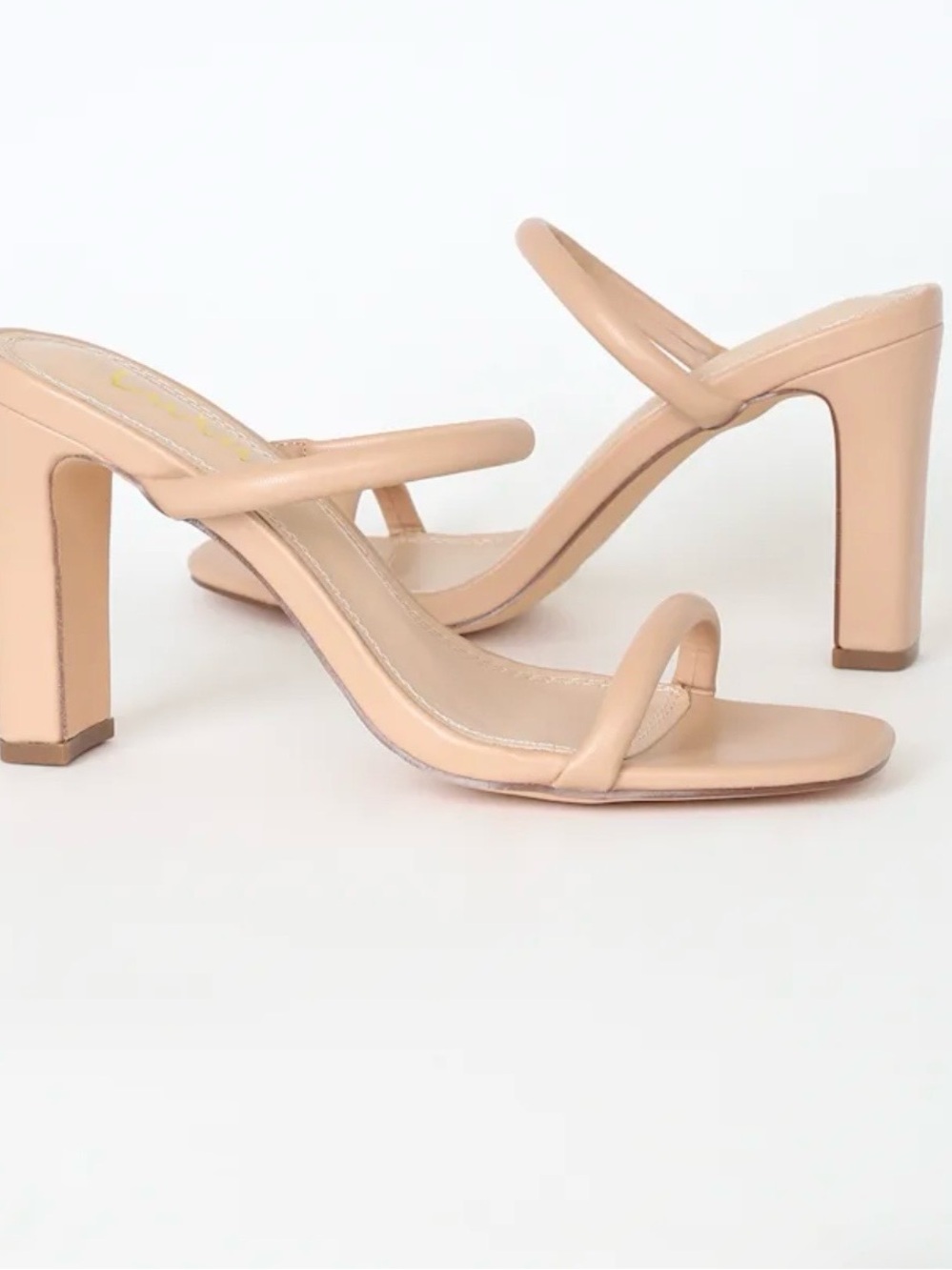 NEW Lulus Xenya Nude Square Toe Block Heel Sandals Size 6.5 Vegan